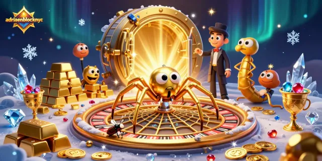 Experience thrilling bets at adriaenblocknyc's roulette-themed casino with vibrant golden treasures.