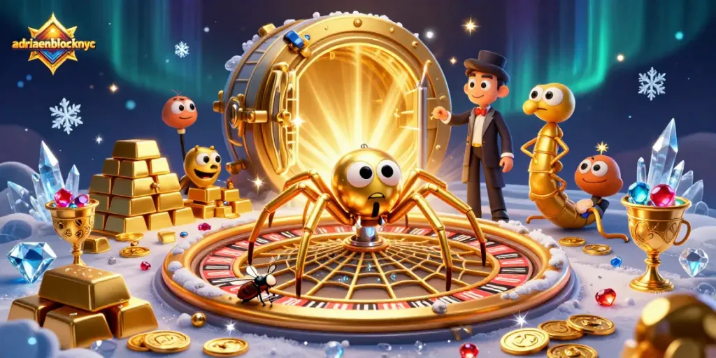Experience thrilling bets at adriaenblocknyc's roulette-themed casino with vibrant golden treasures.